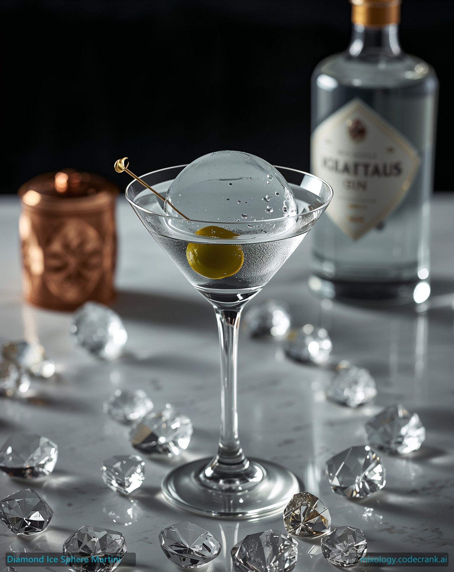 Diamond Ice Sphere Martini cocktail recipe