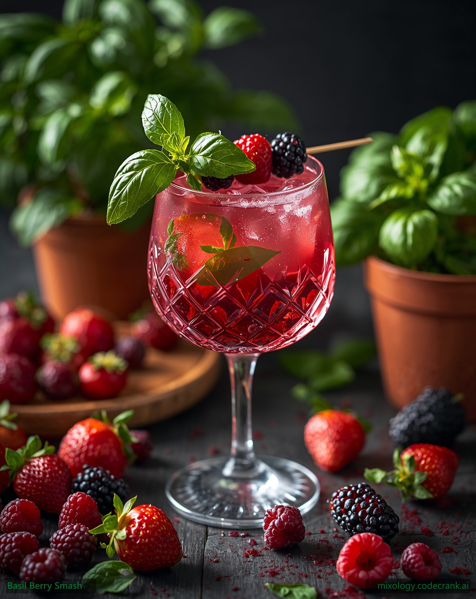 Basil Berry Smash cocktail recipe