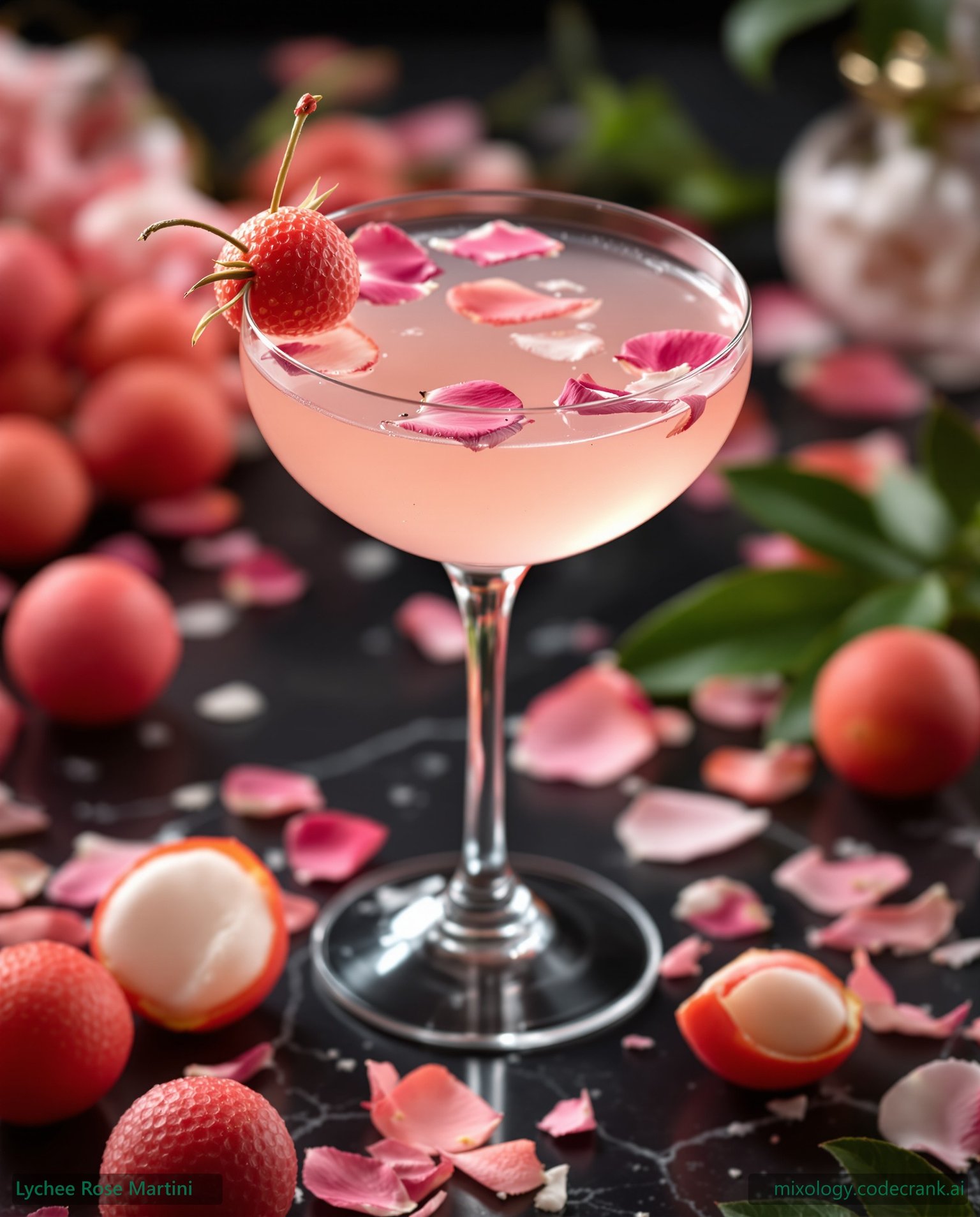 Lychee Rose Martini cocktail recipe