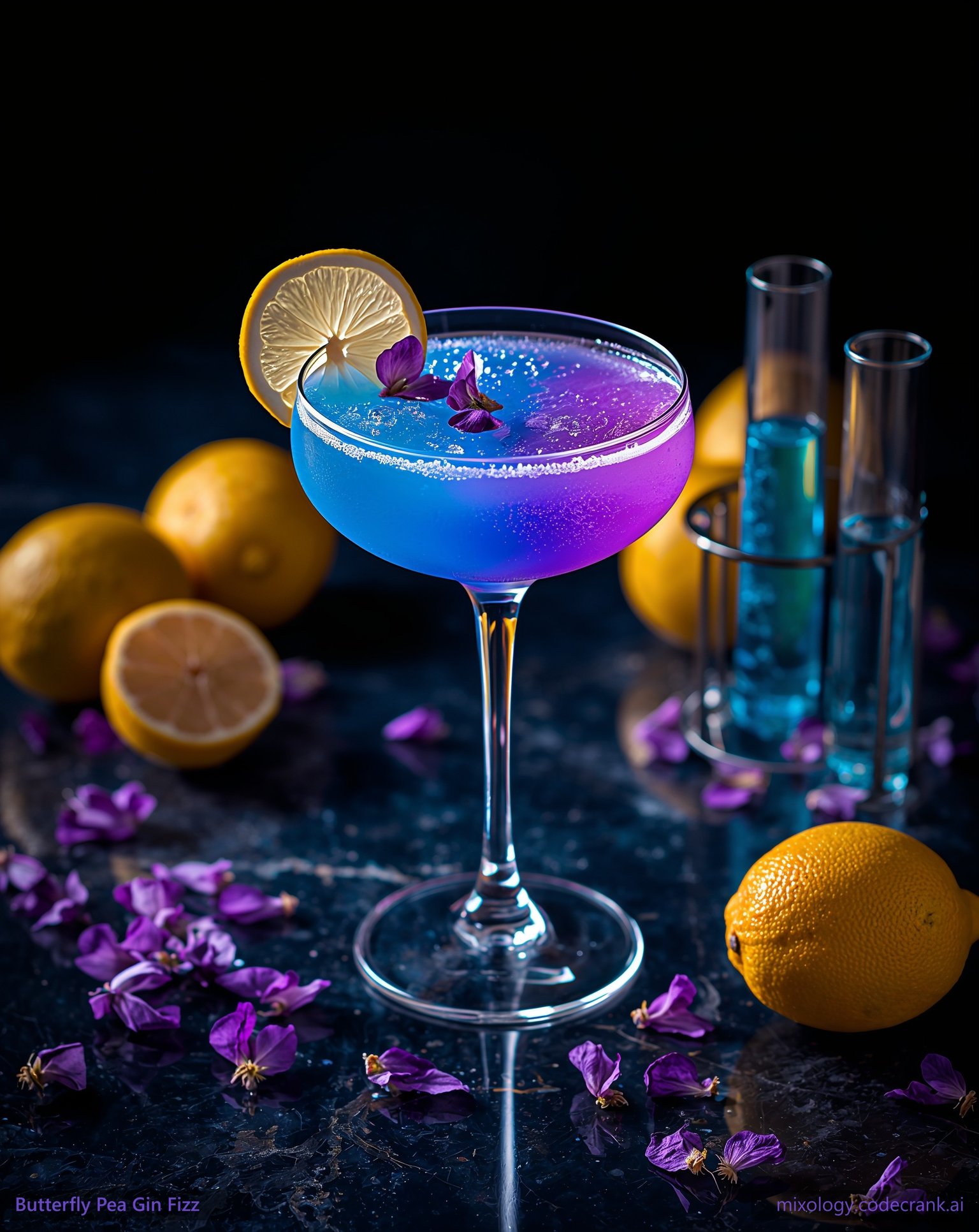Butterfly Pea Gin Fizz cocktail recipe